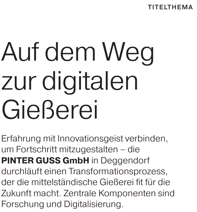 Artikel: Auf dem Weg zur digitalen Gießerei mit PINTER GUSS